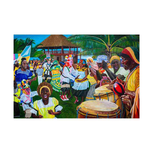 Beat Dat Drum Garifuna Belizean Painting (4 ft x 6 ft)