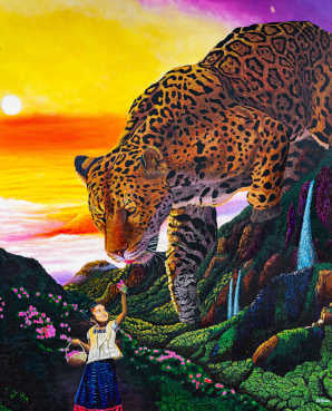 Finding Faith Belizean Jaguar Painting (4 ft x 5 ft)