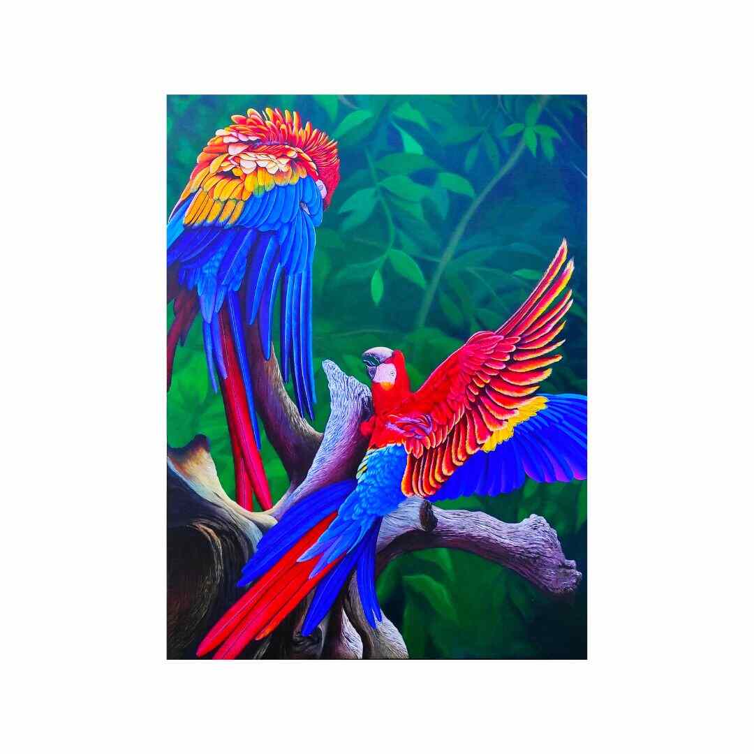 Belizean Scarlet Macaw Acrylic Painting