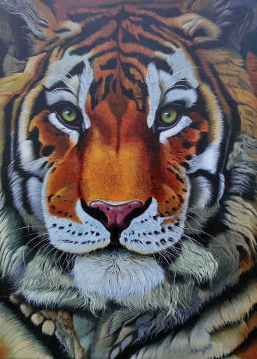 Eye Of The Tiger Belizean Painting (3 ft x 4 ft)